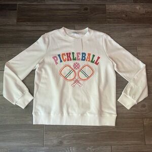 NWT Fate Pickleball Sweatshirt White Graphic Crewneck Long Sleeve Cotton Small‎